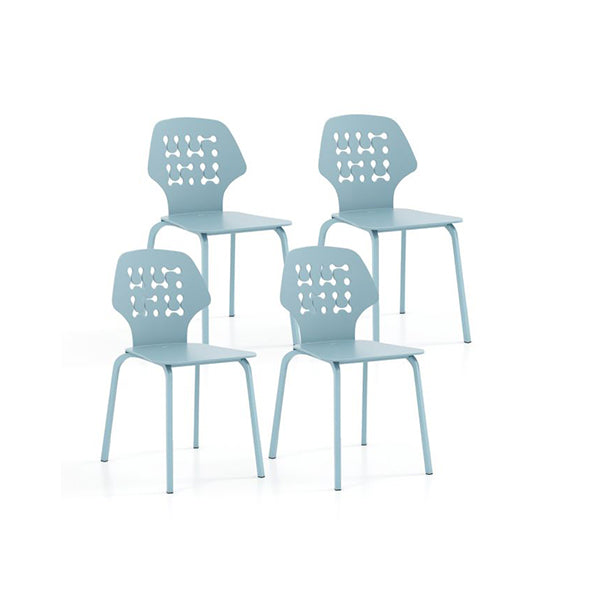Modern Metal Dining Chair Set Of 4 With Hollowed Backrest