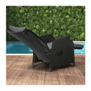 Outdoor Recliner with Adjustable Footrest Black