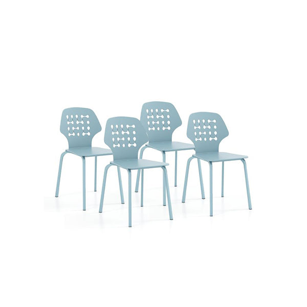 Modern Metal Dining Chair Set Of 4 With Hollowed Backrest