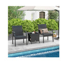 3 Piece Patio Wicker Chair Set With Cushioned Seat For Backyard