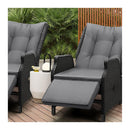 Outdoor Recliner with Adjustable Footrest Black