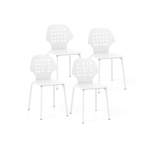 Modern Metal Dining Chair Set Of 4 With Hollowed Backrest