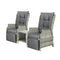 Sun Lounge Outdoor Recliner&Table Set of 3 Black