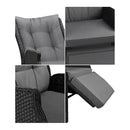Sun Lounge Wicker Recliner 2 Pieces Black