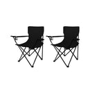 2Pcs Camping Chairs Folding Arm Black