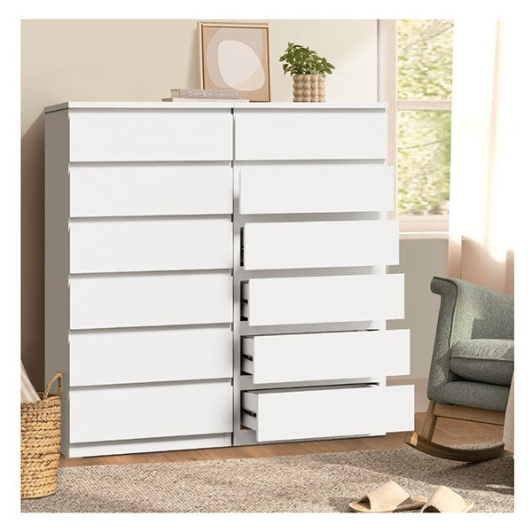 Chest Of Drawers Lowboy Dresser Table Storage Cabinet Bedroom White