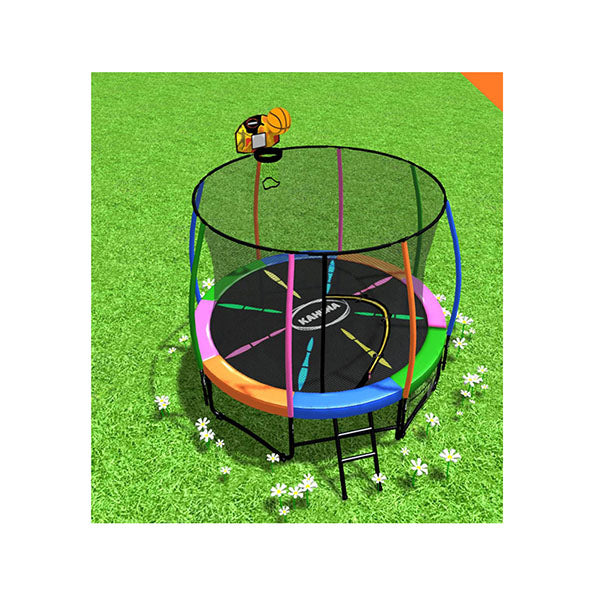 Trampoline 6ft with Basketball Set Rainbow
