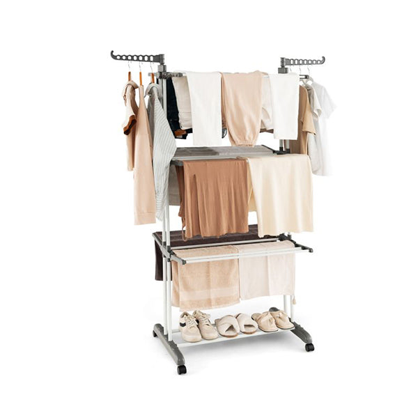 3 Tier Clothes Drying Rack With Rotatable Side Wings