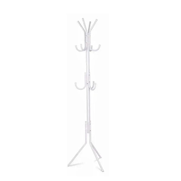 12 Hook Metal Coat Rack Stand with 3Tier Hat Hanger White