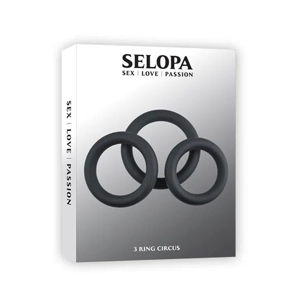 Selopa 3 Ring Circus Black Cock Rings Set Of 3 Sizes