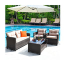 4 Piece Rattan Chair Set With Loveseat And Coffee Table For Patio