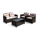 4 Piece Rattan Chair Set With Loveseat And Coffee Table For Patio