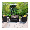 4 Piece Rattan Chair Set With Loveseat And Coffee Table For Patio