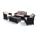 4 Piece Rattan Chair Set With Loveseat And Coffee Table For Patio