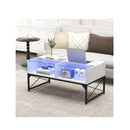 Led Coffee Table Center Table With Faux Marble And 4 Storage Cubes