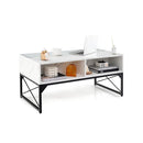 Led Coffee Table Center Table With Faux Marble And 4 Storage Cubes