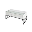 Led Coffee Table Center Table With Faux Marble And 4 Storage Cubes