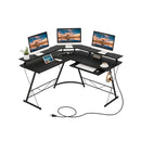 L Shaped Computer Desk With Power Outlet For Home