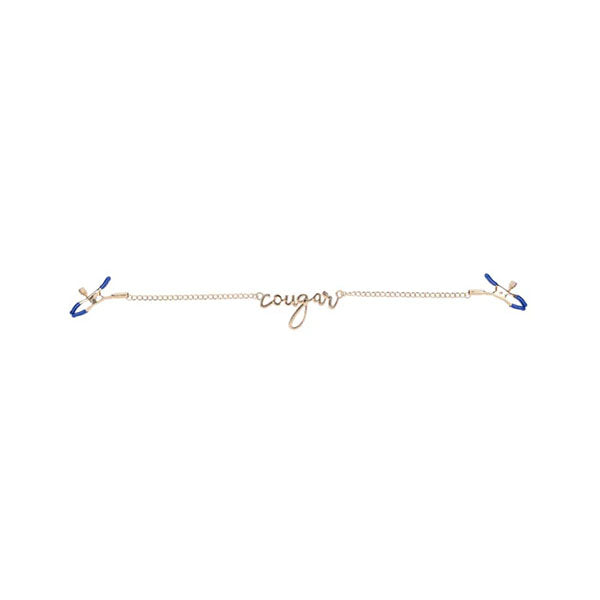 Sex And Mischief Cougar Nipple Clamps Gold Clamps With 33 Cm Chain