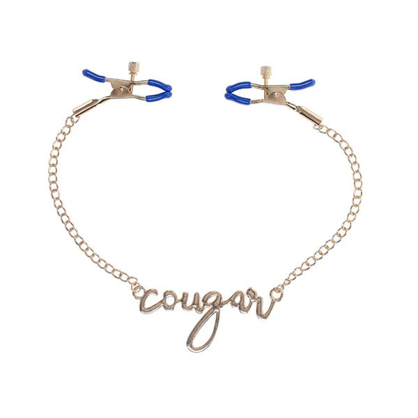 Sex And Mischief Cougar Nipple Clamps Gold Clamps With 33 Cm Chain