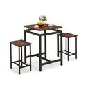 Counter Height Table With 2 Stools For Apartment Kitchen Rustic Brown
