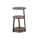 3 Tier Accent End Table With Metal Frame And Adjustable Foot Pads