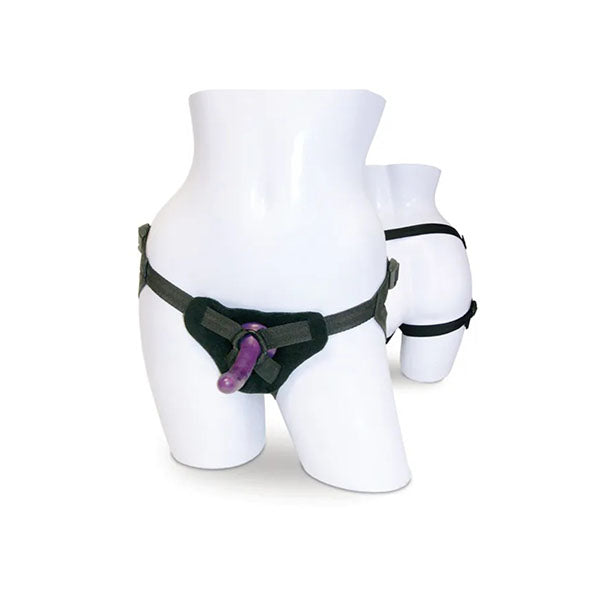 Sex And Mischief Strap On Silicone Dildo Kit Black Purple Adjustable