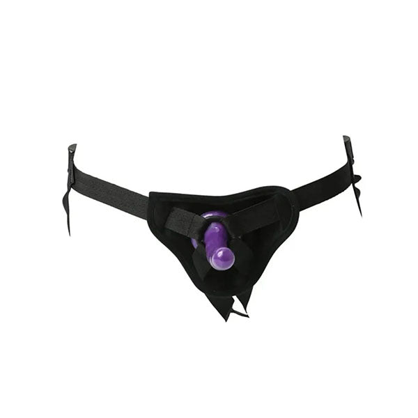 Sex And Mischief Strap On Silicone Dildo Kit Black Purple Adjustable