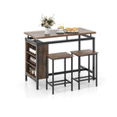 3 Piece Dining Table Set With Metal Frame For Small Places Kitchen