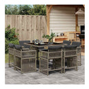 9 Piece Garden Dining Set With Cushions Grey Poly Rattan