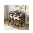 3 Piece Dining Table Set With Metal Frame For Small Places Kitchen