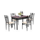 5 Pieces Dining Table Set With 4 Upholstered Chairs For 4 Person