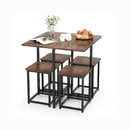 5 Piece Dining Table Set With 4 Square Stools For Small Space