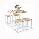 5 Piece Dining Table Set With 4 Square Stools For Small Space