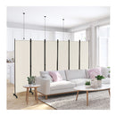 6 Panel Folding Room Divider With Lockable Wheels