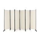 6 Panel Folding Room Divider With Lockable Wheels