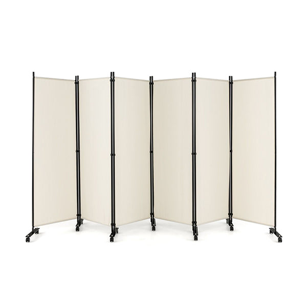 6 Panel Folding Room Divider With Lockable Wheels