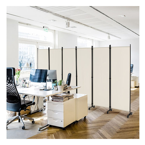 6 Panel Folding Room Divider With Lockable Wheels