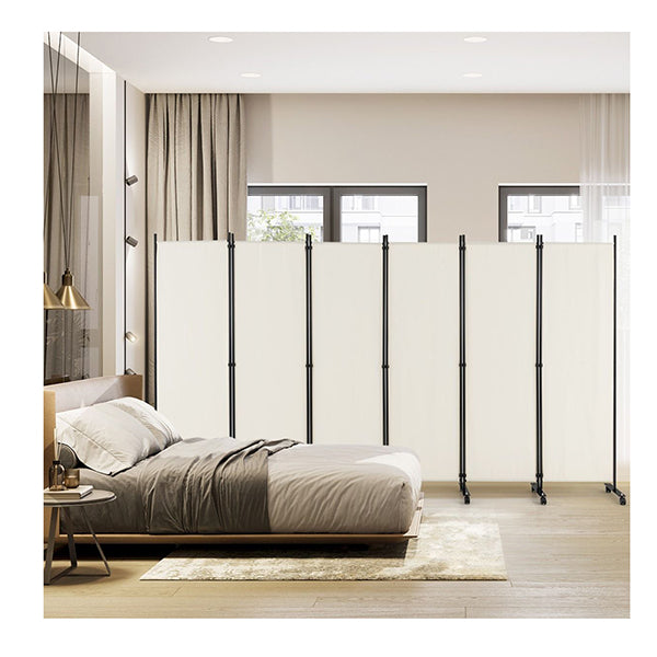 6 Panel Folding Room Divider With Lockable Wheels