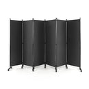 6 Panel Folding Room Divider With Lockable Wheels