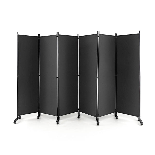 6 Panel Folding Room Divider With Lockable Wheels