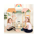Wooden Dollhouse With 32 Pcs Realistic Furniture Accessories And Roofs