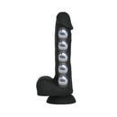 Vers Liquid Silicone Suction Dildo Black 20 Cm With Internal Balls