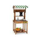 Double Sided Mud Kitchen Wooden Barbecue Grill Playset With Canopy