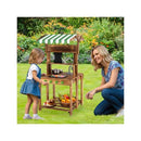 Double Sided Mud Kitchen Wooden Barbecue Grill Playset With Canopy