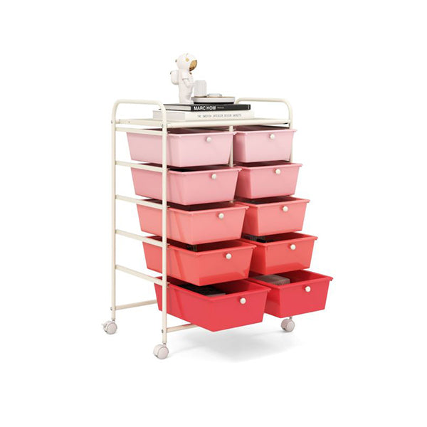 10 Drawer Storage Cart With Universal Wheels And Removable Drawer