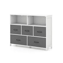5 Drawer Dresser With 2 Large Fabric Bins And 3 Medium Bins