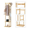 Bamboo Clothing Rack With 3 Hanger Hooks Natural Wood
