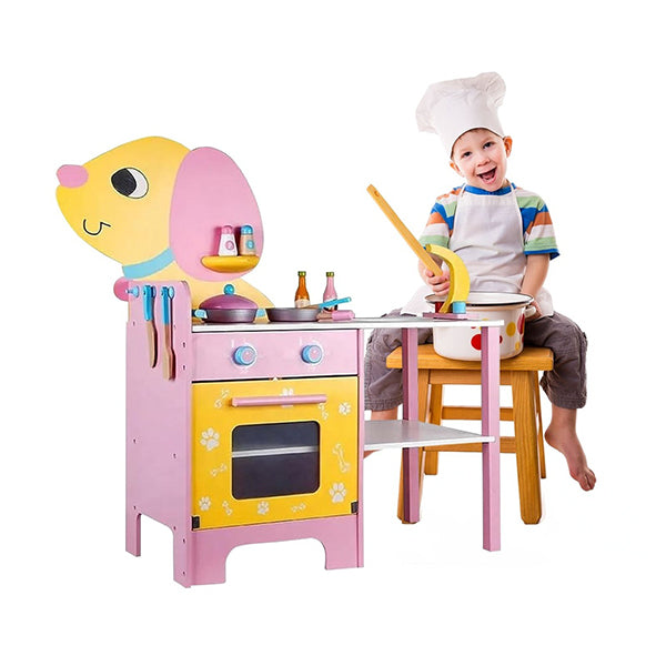 Wooden Kitchen Playset For Kids Puppy Shape Kitchen Set
