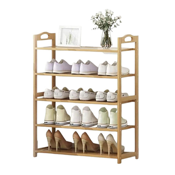 5 Tier Bamboo Shoe Rack Storage Organizer Stand Shelves